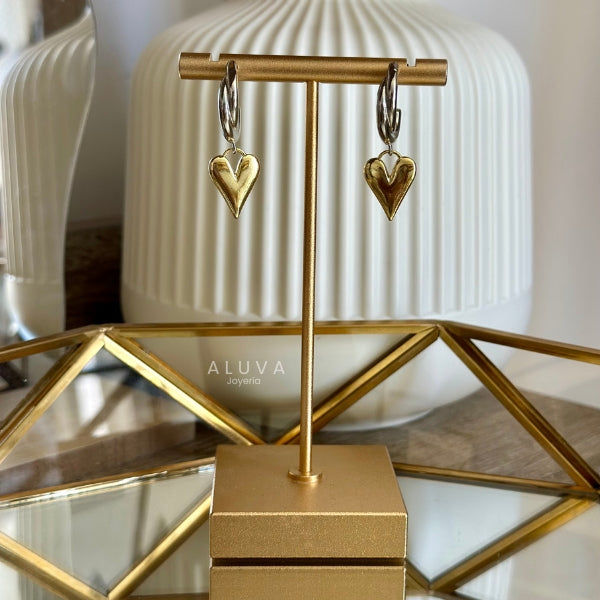 Arete corazón combinado