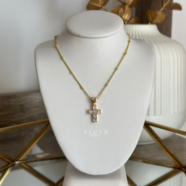 Collar cruz piedra