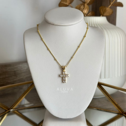 Collar cruz piedra