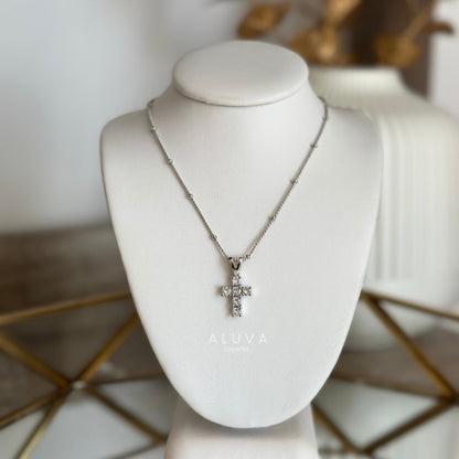 Collar cruz piedra