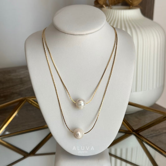 Collar doble perla